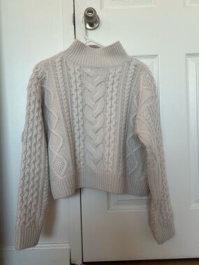 NAKED CASHMERE Cable Knit Mock Neck Sweater - Cream